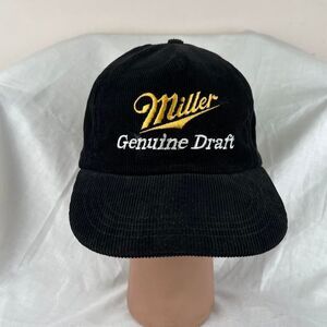 Miller Beer Hat Corduroy Snapback Cap Trucker Genuine Draft Alcohol Promo VTG